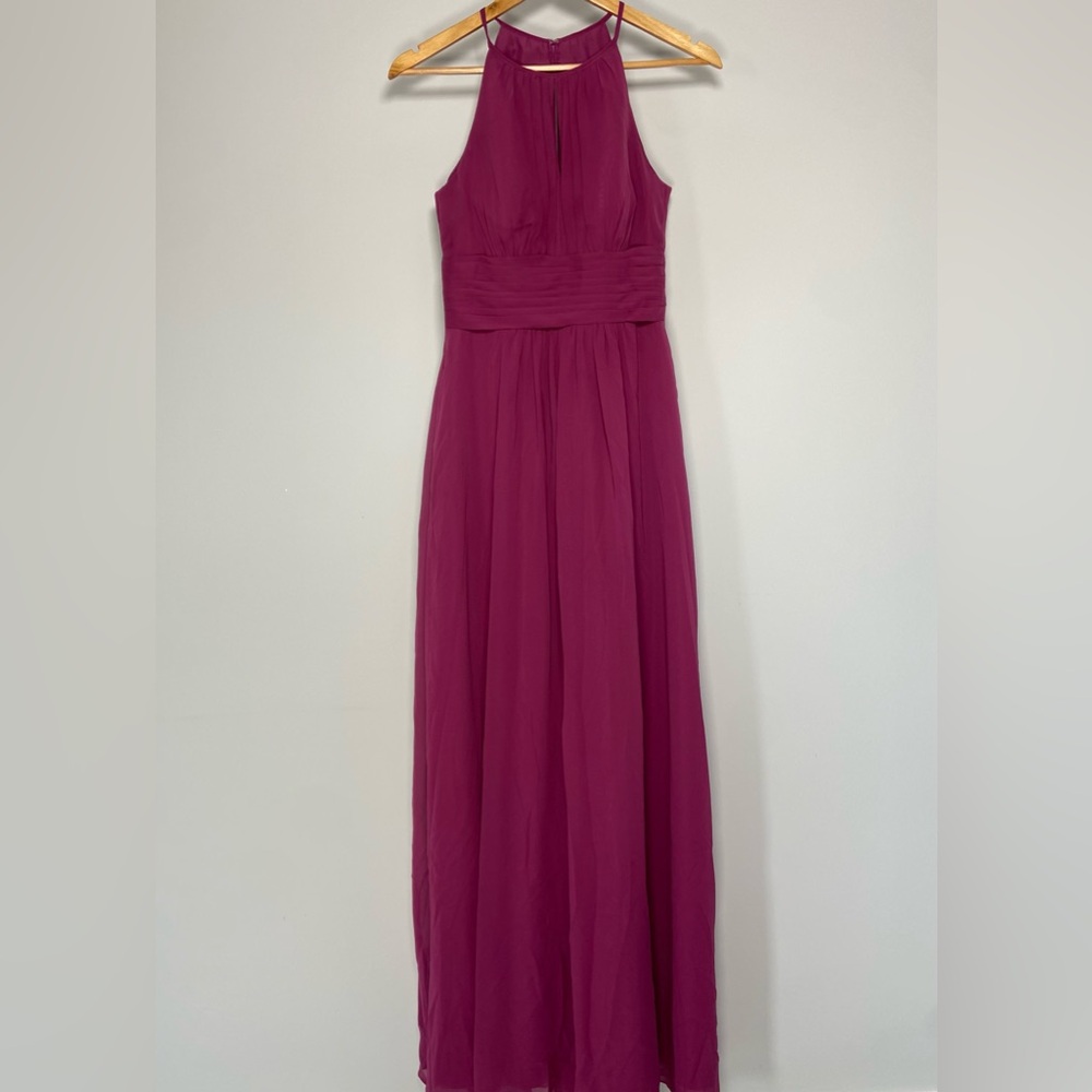 Purple High Neck Formal Maxi Dress Bridesmaid Evening Gown Prom Azazie Size A4